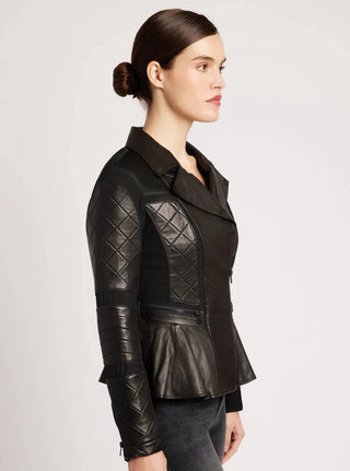 Blanc Noir Moto Mesh Peplum Jacket