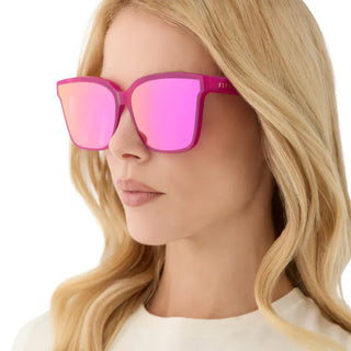 DIFF Eyewear Meredith II Sunglasses Bright Tulip Pink Mirror