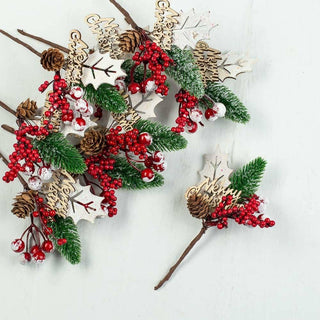 6" Merry Christmas Holiday Tree and Berry Pick