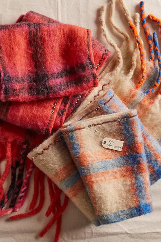 Free People Highland Plaid Skinny Scarf