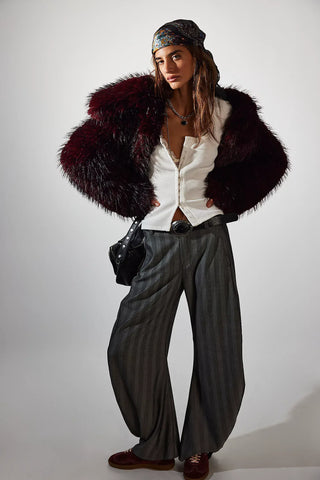 Free People Spotlight Barrel Pinstripe Trousers