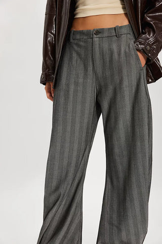 Free People Spotlight Barrel Pinstripe Trousers