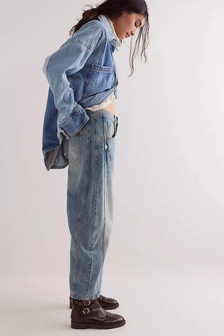 mid rise barrel jeans