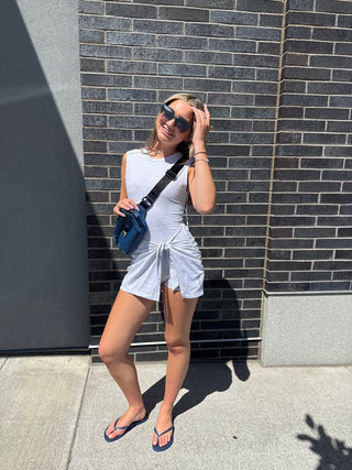 Free People Hot Shot Sarong Romper - Heather Grey
