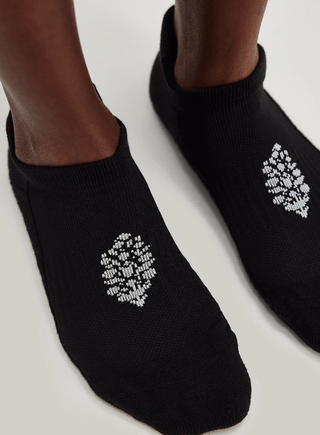 Free People Relay ankle cushion socks black with smiley face