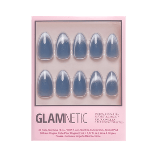 nails pastel blue velvet metallic finish