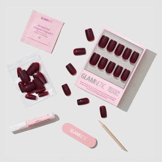 Glamnetic - Cherry Mocha Press-On Nails|Medium Square