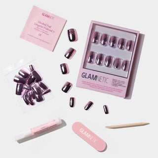 Glamnetic - Metallic Blush Press-On Nails | Metallic Chrome Blush Nails