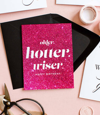 Kitty Meow Boutique - Older Hotter Wiser, Funny Birthday Greeting Card