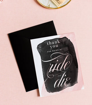 Kitty Meow Boutique - Ride or Die Funny Thank You Card, Friendship Greeting Card