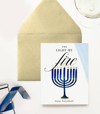 Kitty Meow Boutique - You Light My Fire, Menorah  - Happy Hanukkah Greeting Card