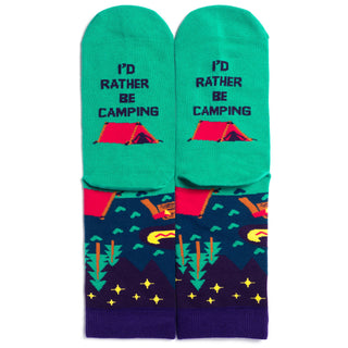 Lavley - I'd Rather Be Camping Socks (Purple/Teal) Socks