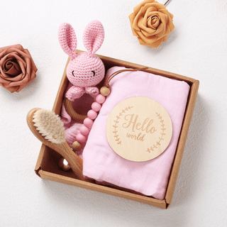 Welcome Baby Gift Box - Charming 6-Piece Set for Newborns: Blush Pink