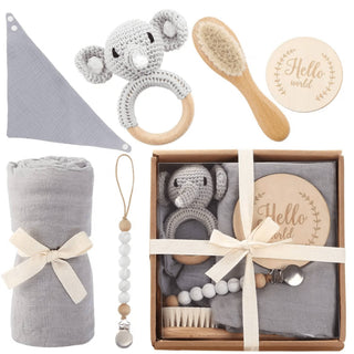 Welcome Baby Gift Box - Charming 6-Piece Set for Newborns: Grey