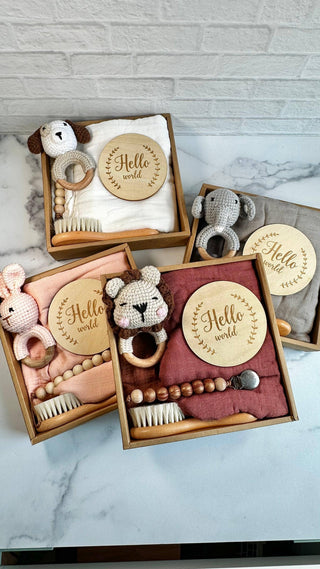 Welcome Baby Gift Box - Charming 6-Piece Set for Newborns: Maroon