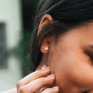 Lucky Feather Eternal Strength - Silver Hexagon Earrings