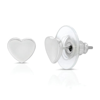 Lucky Feather Love You Lots - Silver Heart Earrings