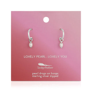 Lucky Feather Lovely You - Pearl Hoops