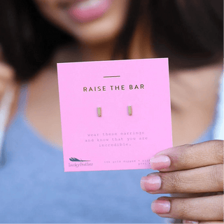 Lucky Feather Raise the Bar - Gold Bar Earrings