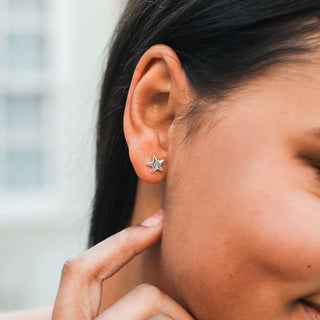 Lucky Feather Shine So Bright - Silver Star Earrings
