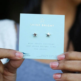 Lucky Feather Shine So Bright - Silver Star Earrings
