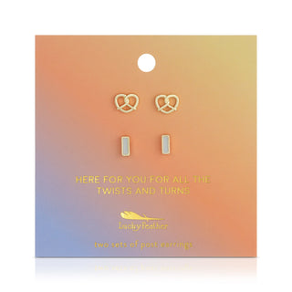 Lucky Feather Twists and Turns - Pretzel + Bar Studs