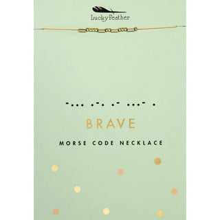 Lucky Feather Morse Code Necklace - Brave