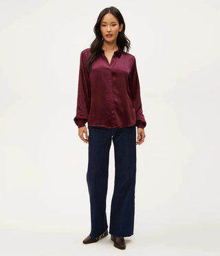 Michael Stars Meredith Satin Button Down Shirt