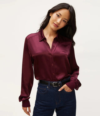 Michael Stars Meredith Satin Button Down Shirt