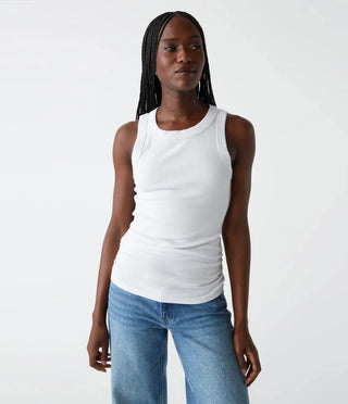 Ribbed Tank with Ruching. 