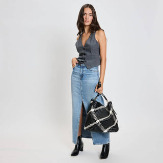 Moda Luxe - Noren Woven Hobo: Black Ivory