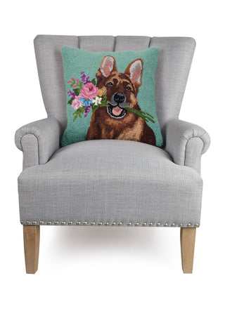 Peking Handicraft - Floral German Shepherd Hook Pillow