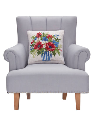 Peking Handicraft - Patriotic Poppies Hook Pillow