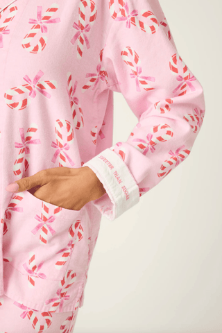 PJ Salvage Sweeter Than Sugar 3-Piece Candy Cane Print Flannel PJ Set