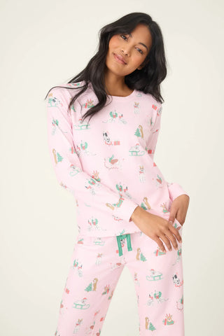 PJ Salvage Peace & Pawlidays Dog Print Pants Set