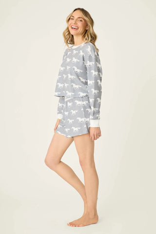 PJ Salvage horse motif lounge short set