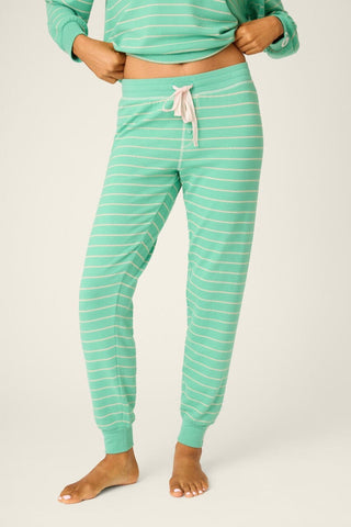 PJ Salvage Peace & Pawlidays Green Stripe Banded Pant