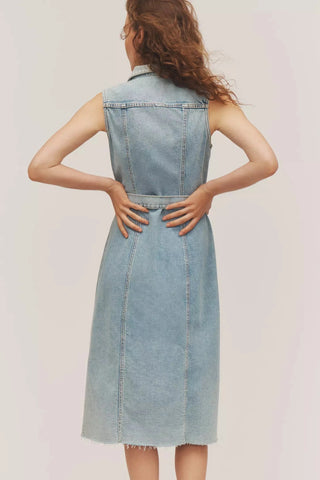 rails costa sleeveless belted denim midi shirt dress