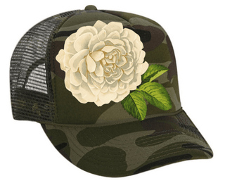 Runway Athletics - Camo Trucker Hat - Flower Power White