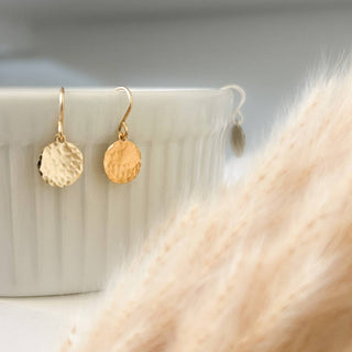 sela sage hammered drop gold filled circle earrings gold