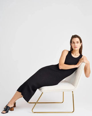 Crew Neck Sleeveless Rib Knit Bodycon Midi Dress