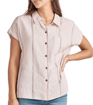 Splendid Giada Short Sleeve Point Collar Button Front Shirt - Taryn x Philip Boutique