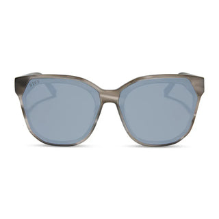 DIFF Eyewear Smoke Marble Grey Silver Flash Sunglasses