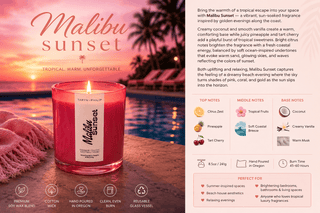 Malibu Sunset 8.5oz Candle :: Scent Notes of Pineapple, Tart Cherry, Coconut, Vanilla