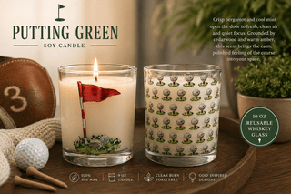 Whiskey Glass 9oz Golfing Candle • Putting Green