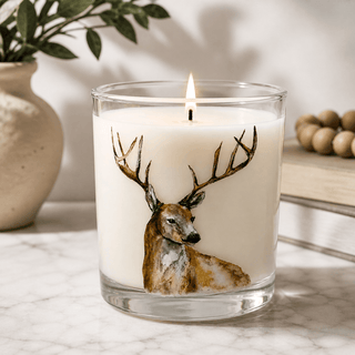 Whiskey Glass Stag 14oz Candle in 15oz Whiskey Glass • Outdoor Adventure