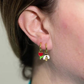 yellow owl workshop jewelry honeybee flower hoop earrings