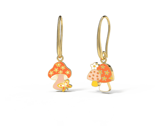 mushroom butterfly drop earrings