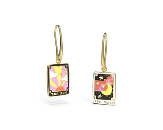 Yellow Owl Workshop  Sun and Moon Tarot Drop Earrings