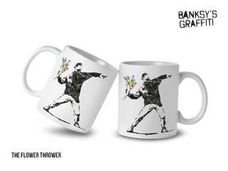 Banksy's Graffiti - Banksy Ceramic Mug 325ml - The Flower Thrower